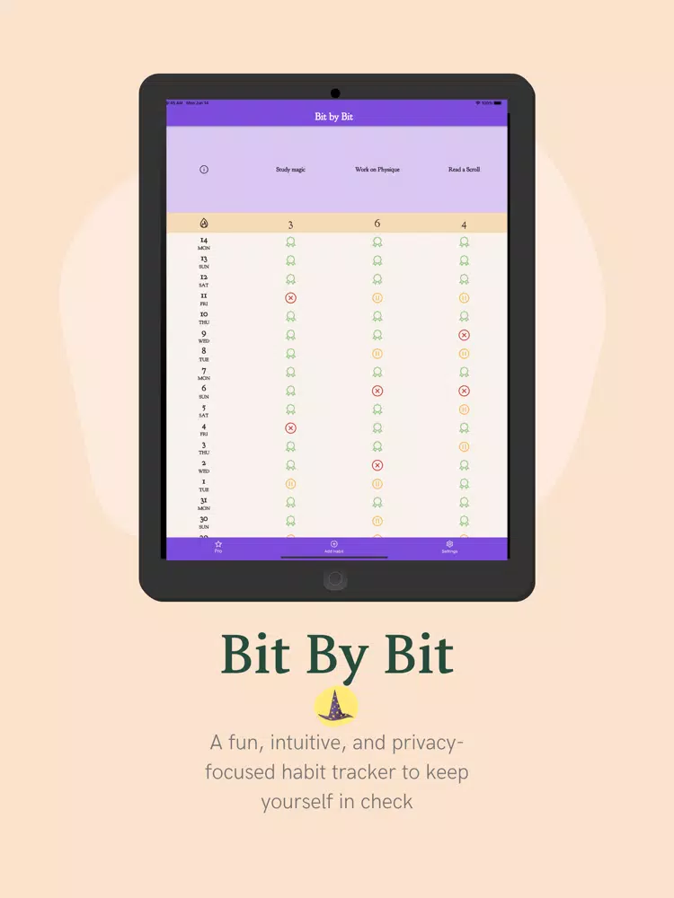 Bit by Bit: Habit Tracking iPad Screenshots