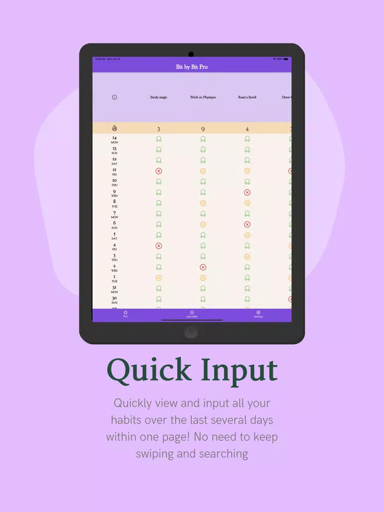 Bit by Bit: Habit Tracking iPad Screenshots
