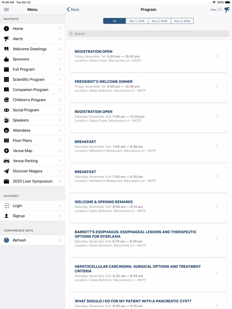 OAG 2019 Annual Conference iPad Screenshots