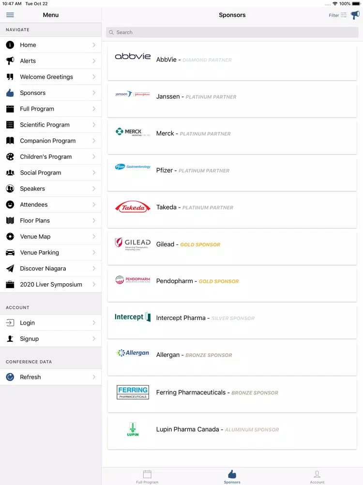 OAG 2019 Annual Conference iPad Screenshots