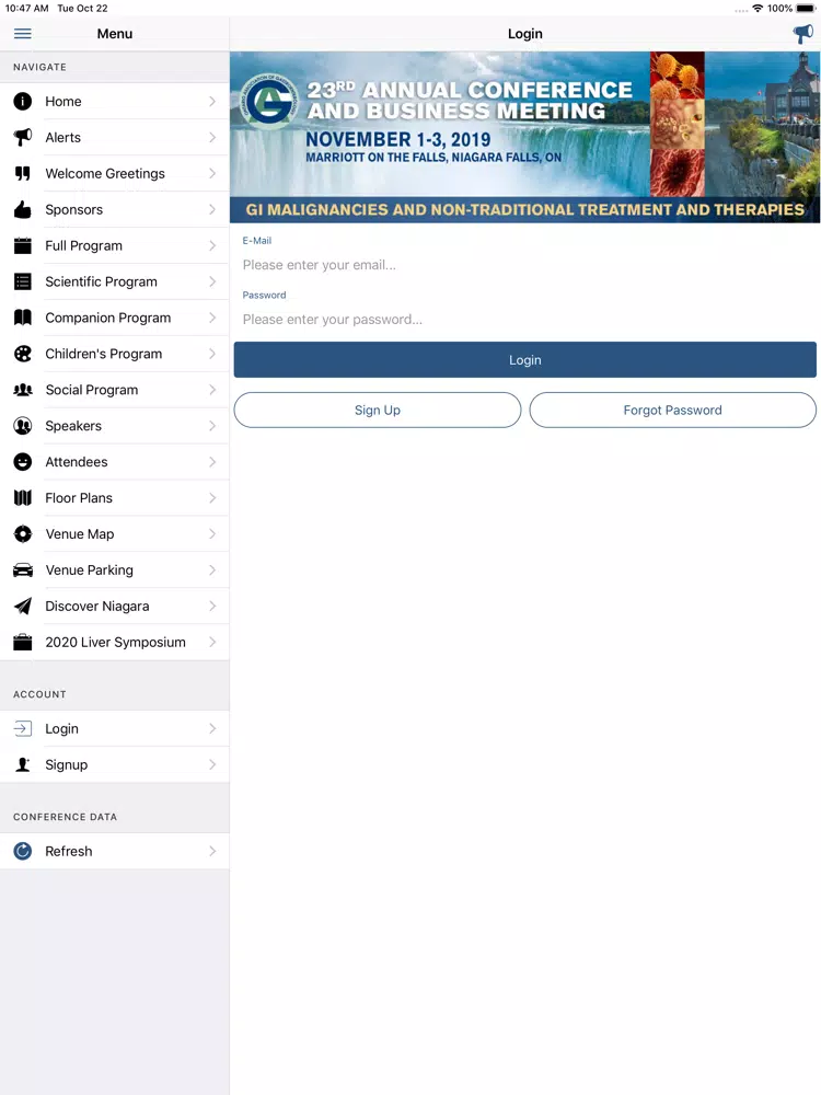 OAG 2019 Annual Conference iPad Screenshots