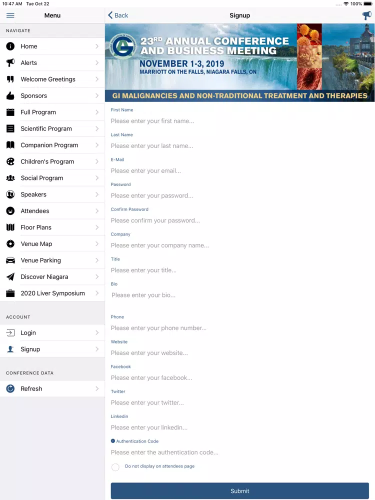 OAG 2019 Annual Conference iPad Screenshots