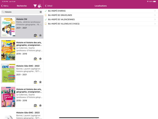 BU INSPÉ Lille HdF iPad Screenshots