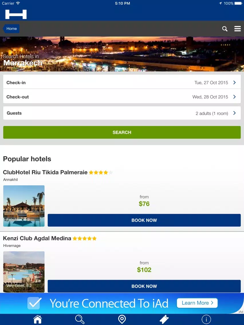 Marrakech Hotels + Compare and Booking Hotel for Tonight with map and travel tour iPad Screenshots