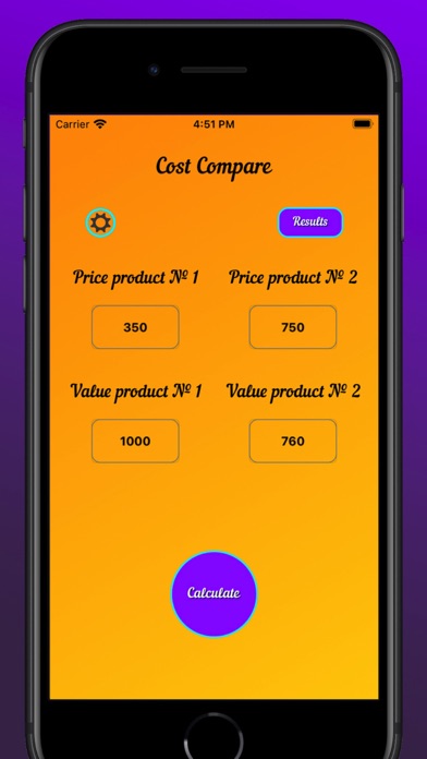 Cost Compare Screenshots