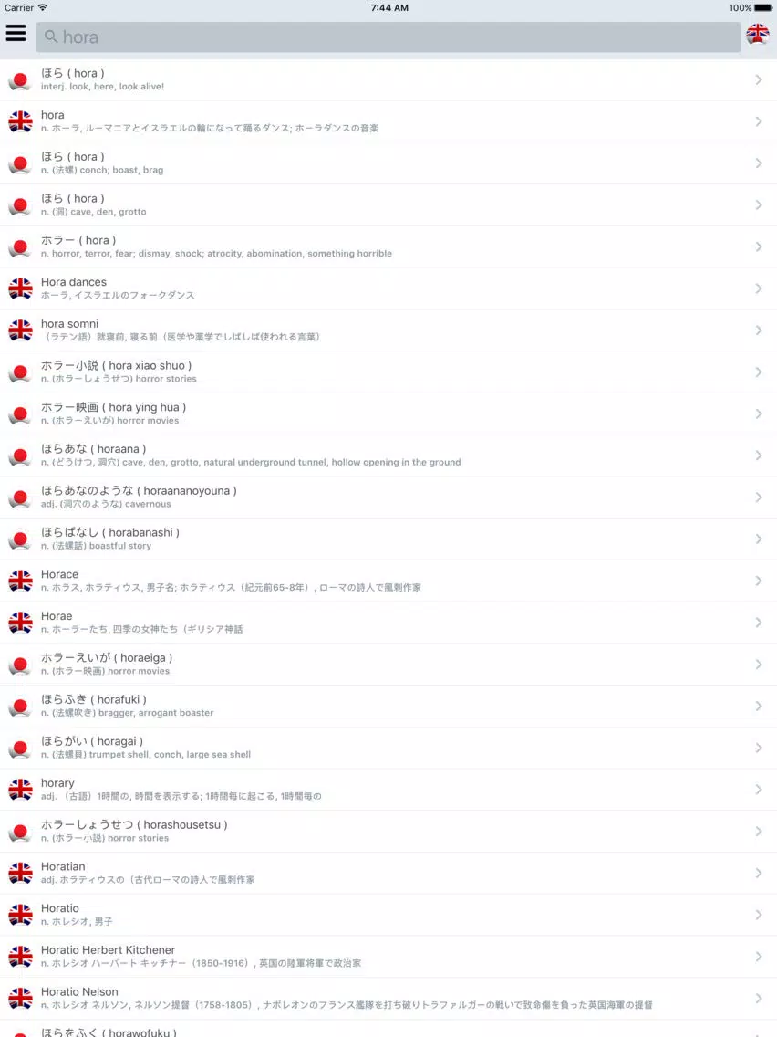 Offline Japanese English Dictionary Translator iPad Screenshots