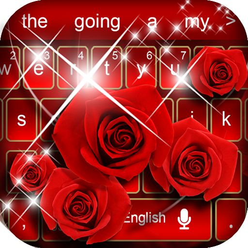 Red Rose diamond keyboard Theme