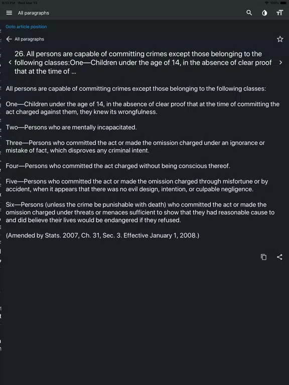 California Penal Code 2020 iPad Screenshots