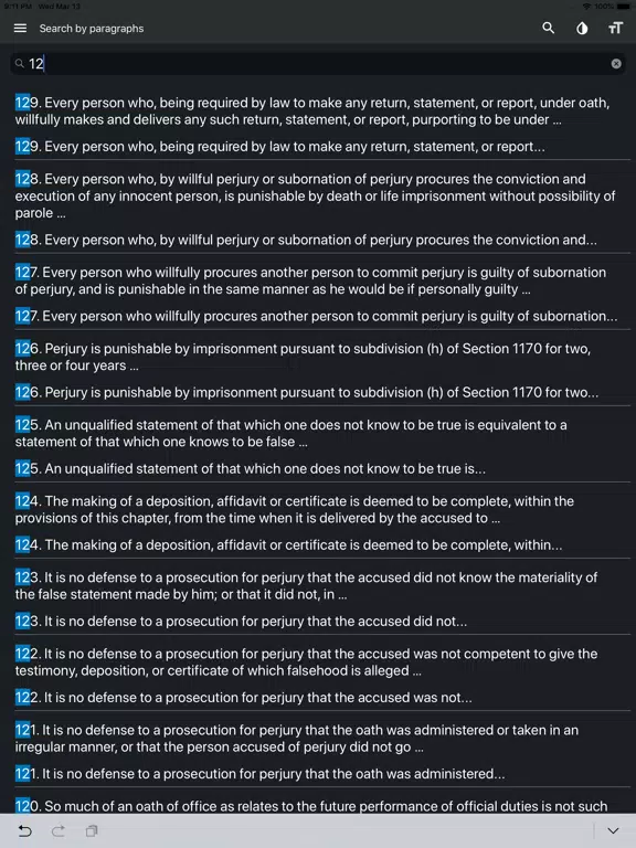 California Penal Code 2020 iPad Screenshots