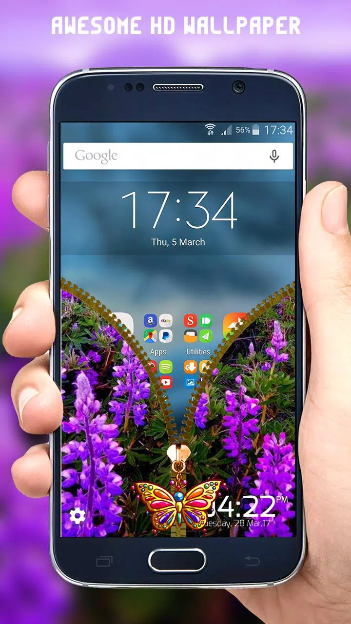 Flowers Zipper Lock Screen Screenshots