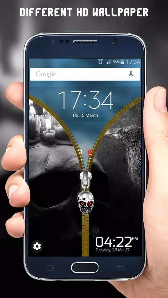 Skull Zipper Lock Screen Screenshots