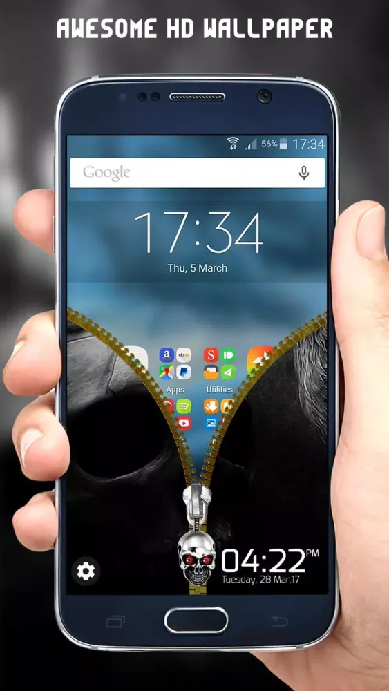 Skull Zipper Lock Screen Screenshots