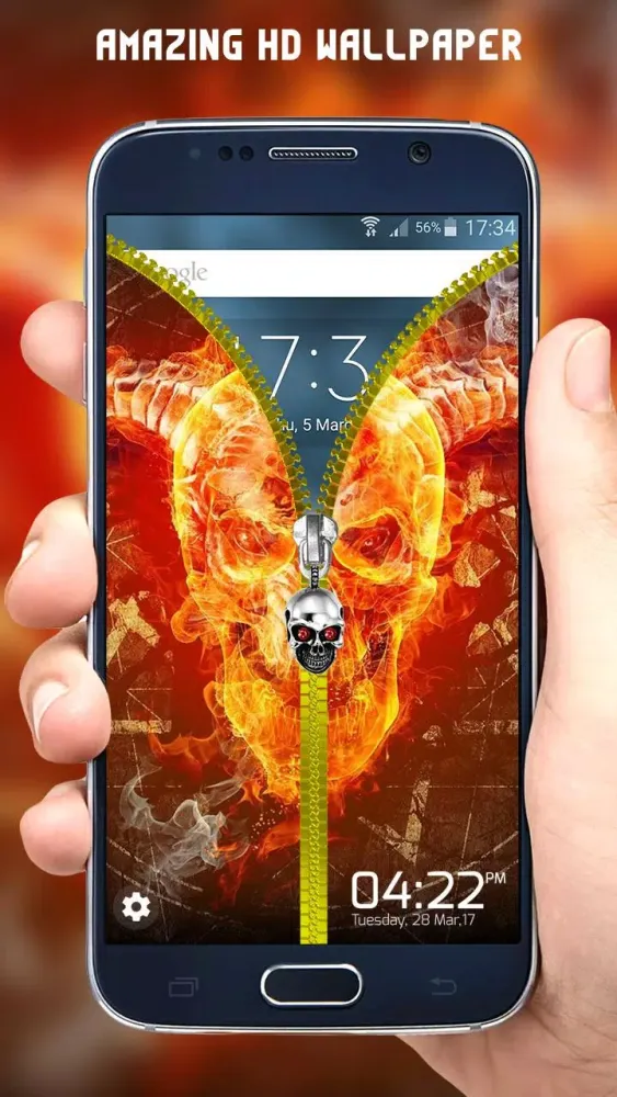 Skull Zipper Lock Screen Screenshots