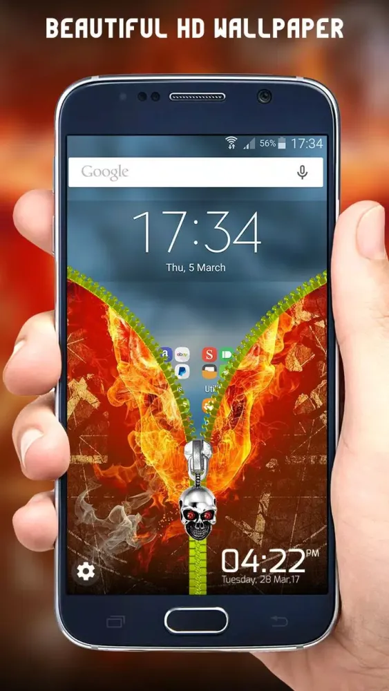 Skull Zipper Lock Screen Screenshots