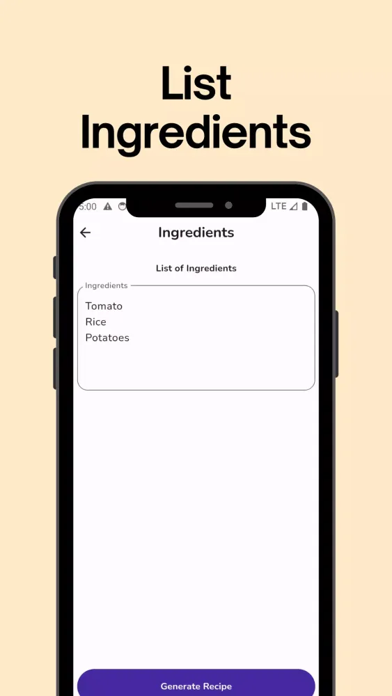AI Food Recipe Screenshots