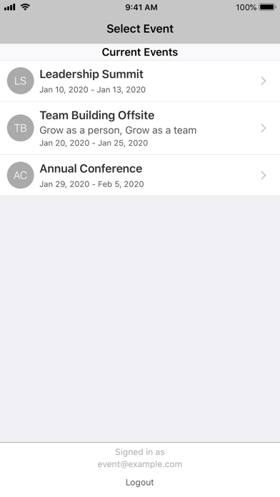 Johnson & Johnson Events Screenshots