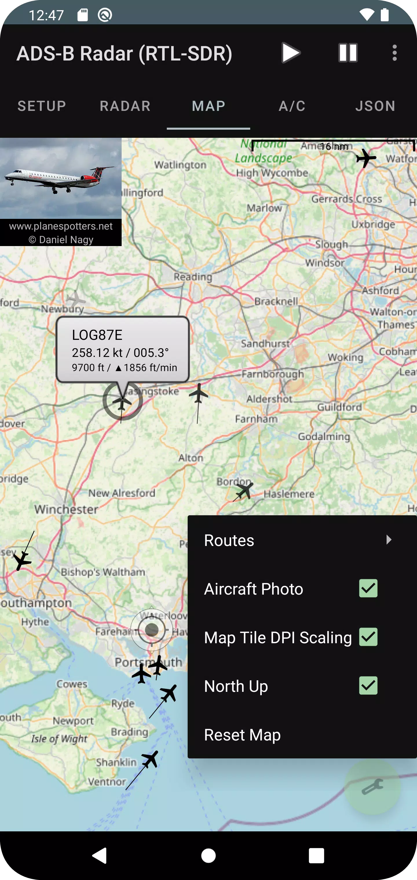 ADS-B Radar (RTL-SDR) Screenshots