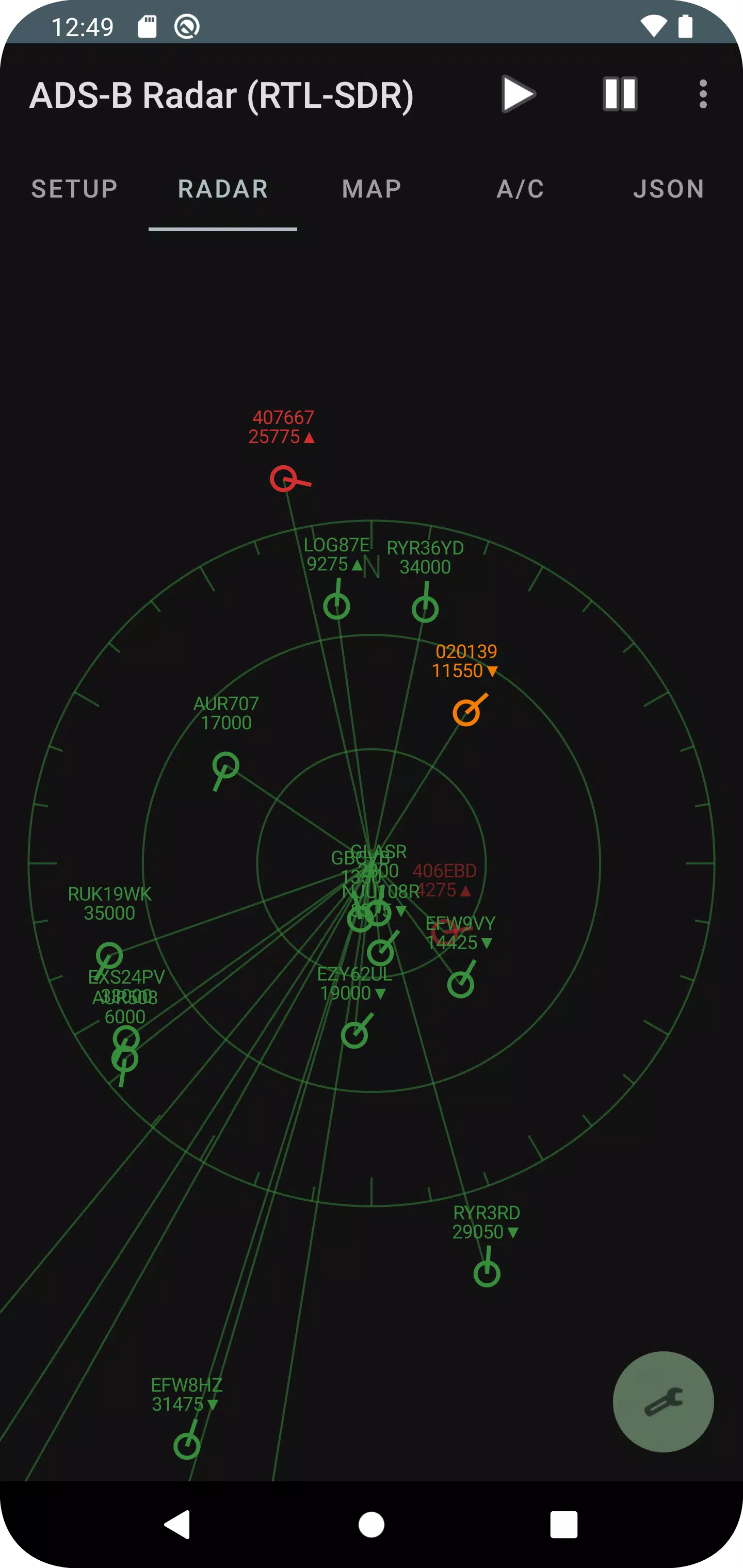 ADS-B Radar (RTL-SDR) Screenshots