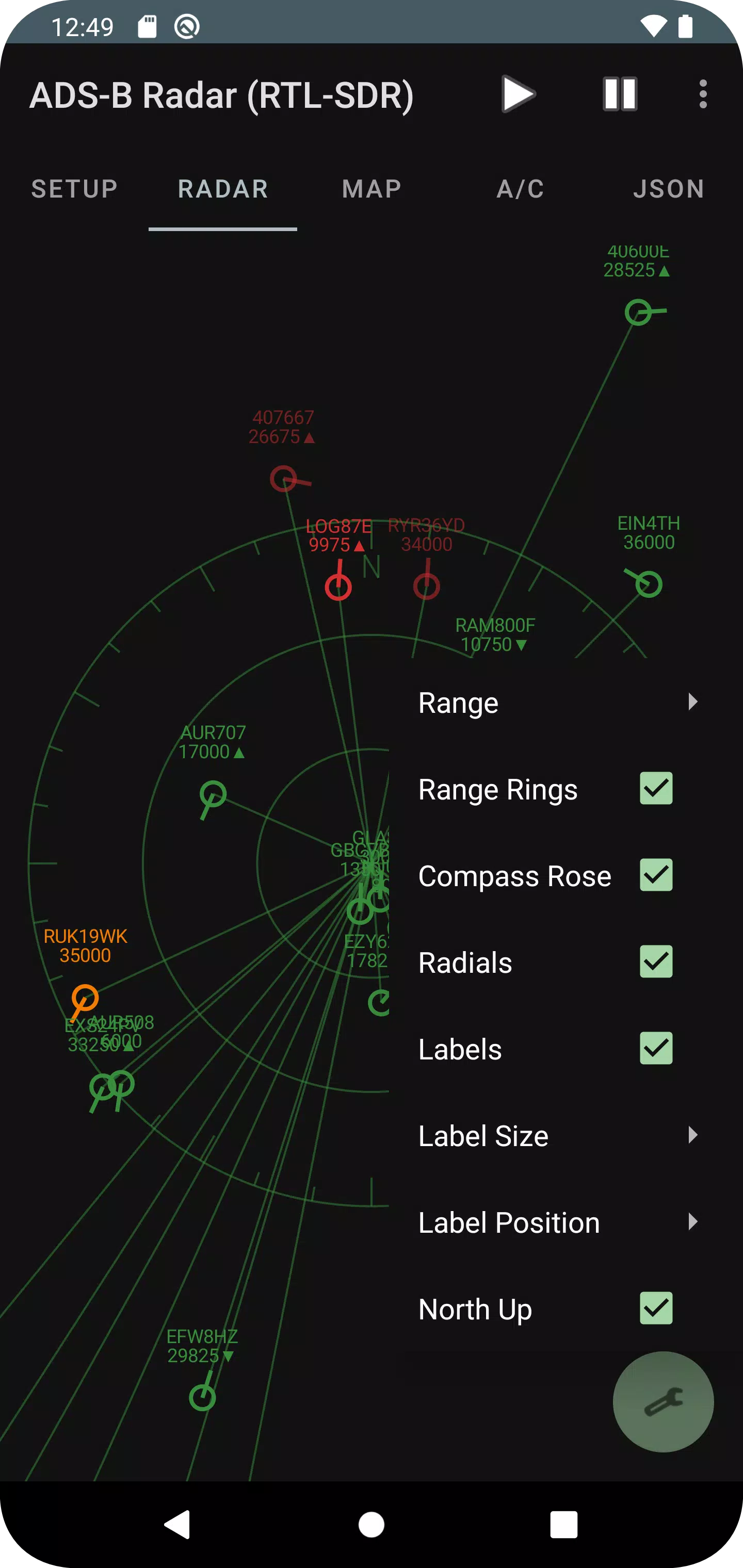 ADS-B Radar (RTL-SDR) Screenshots