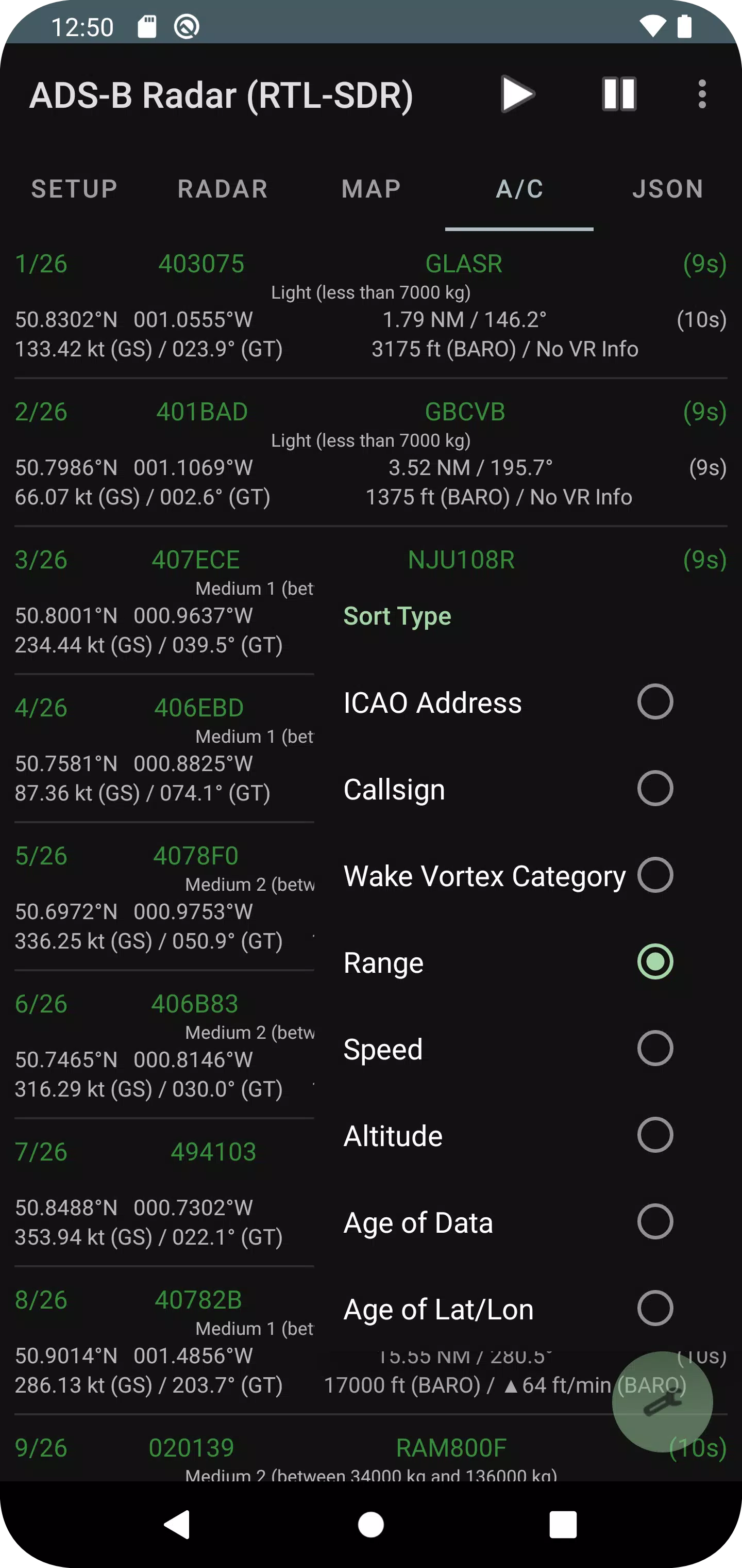 ADS-B Radar (RTL-SDR) Screenshots