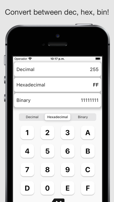 Base converter: dec, hex, bin Screenshots