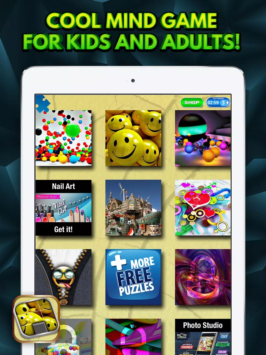 3D Sliding Puzzle Game for Kids and Adults iPad Screenshots