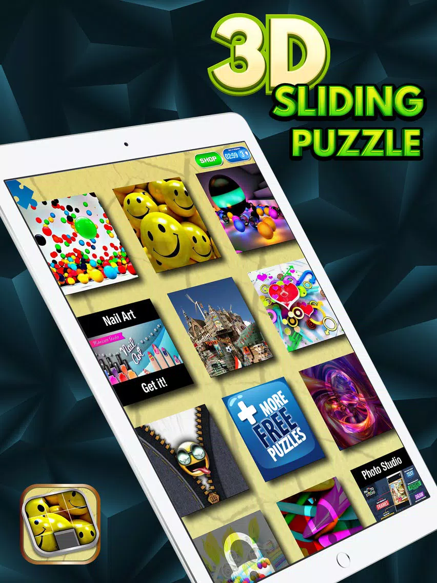 3D Sliding Puzzle Game for Kids and Adults iPad Screenshots