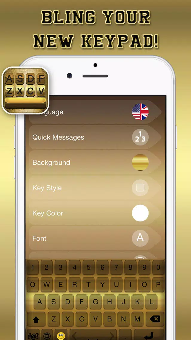 ภาพหน้าจอของ Gold Keyboard Themes – Color Text Fonts and Message Backgrounds with Glow.ing EmojiS