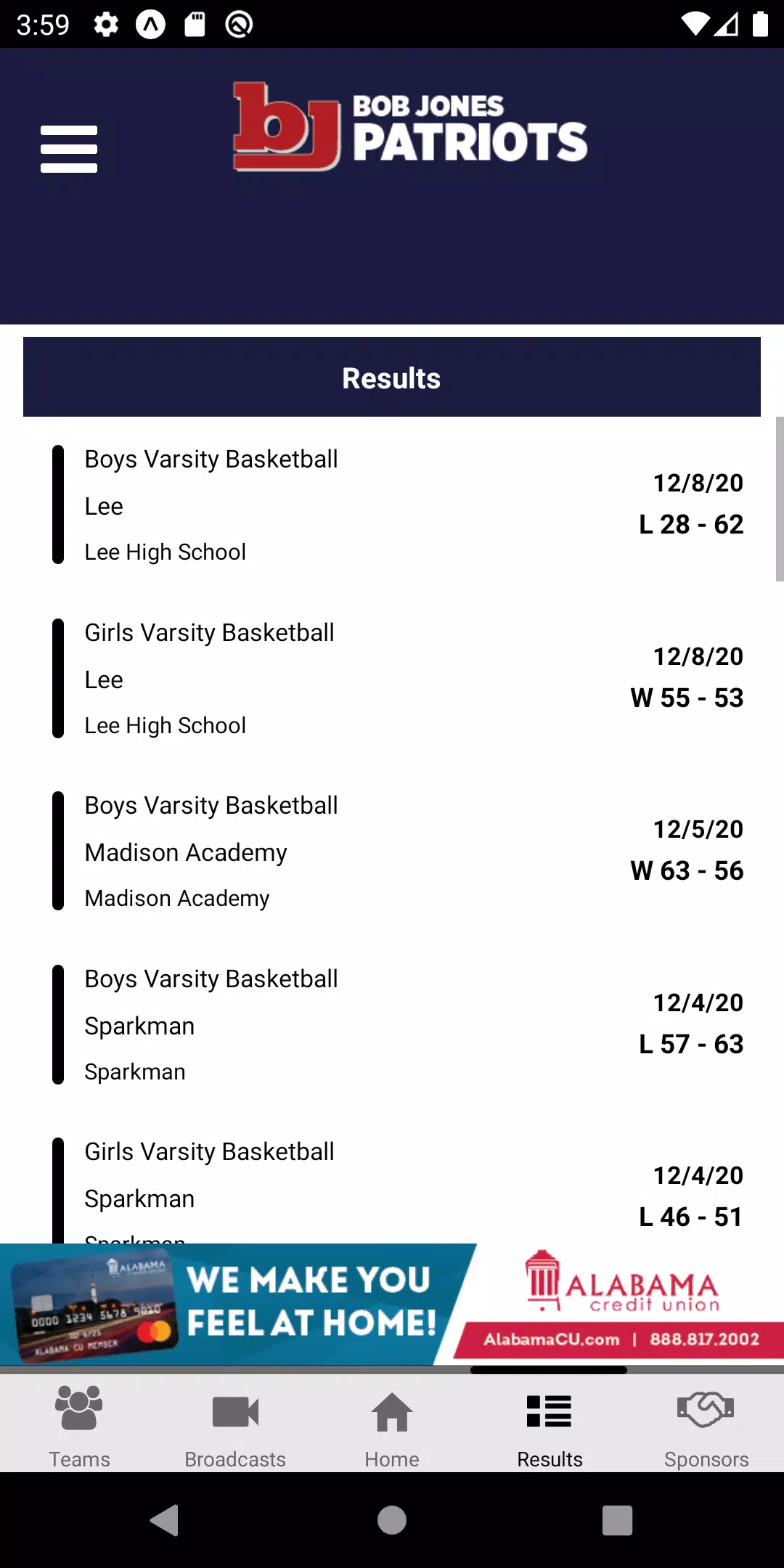 Bob Jones Patriots Athletics Screenshots