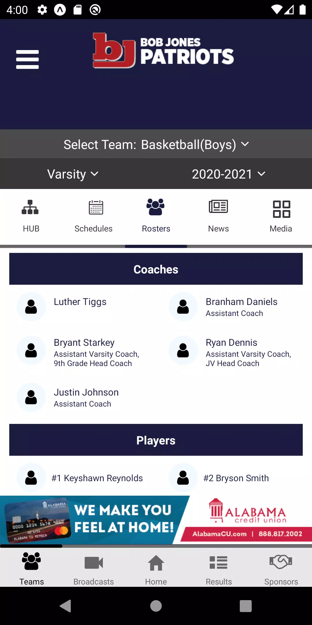 Bob Jones Patriots Athletics Screenshots