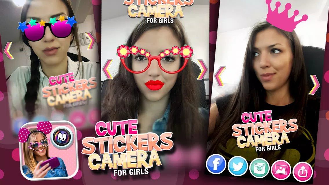 Cute Stickers Camera for Girls: Selfie Picture Decorator & Funny Face Photo Montage Screenshots