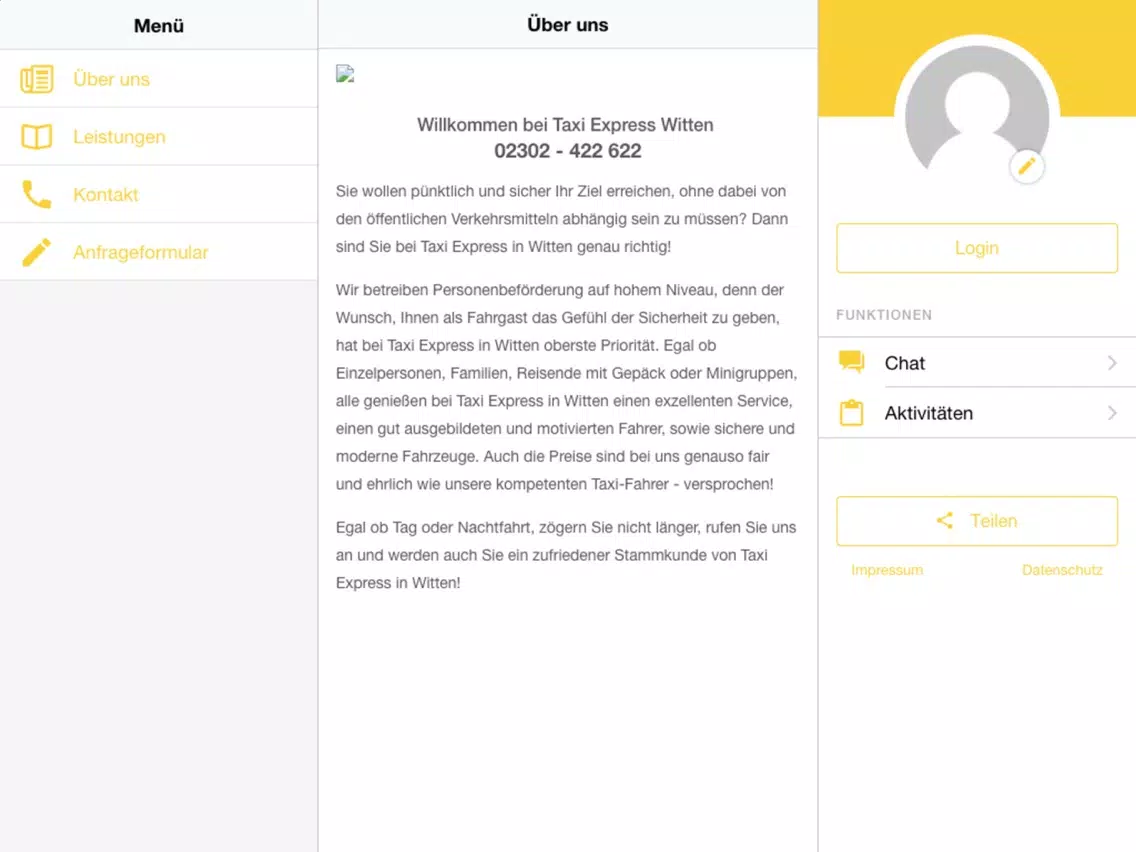 WITTEN Taxi EXPRESS iPad Screenshots
