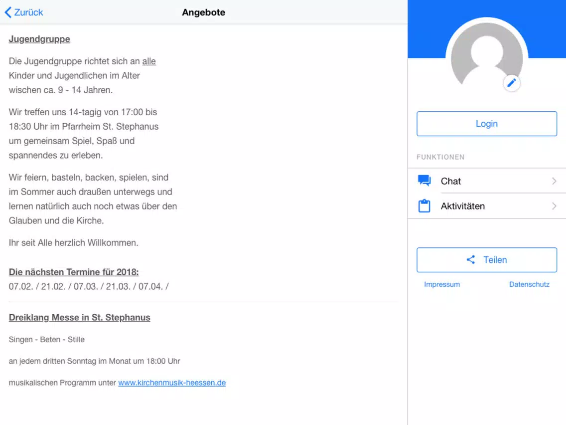 Pfarrei Papst Johannes - KKPJ iPad Screenshots