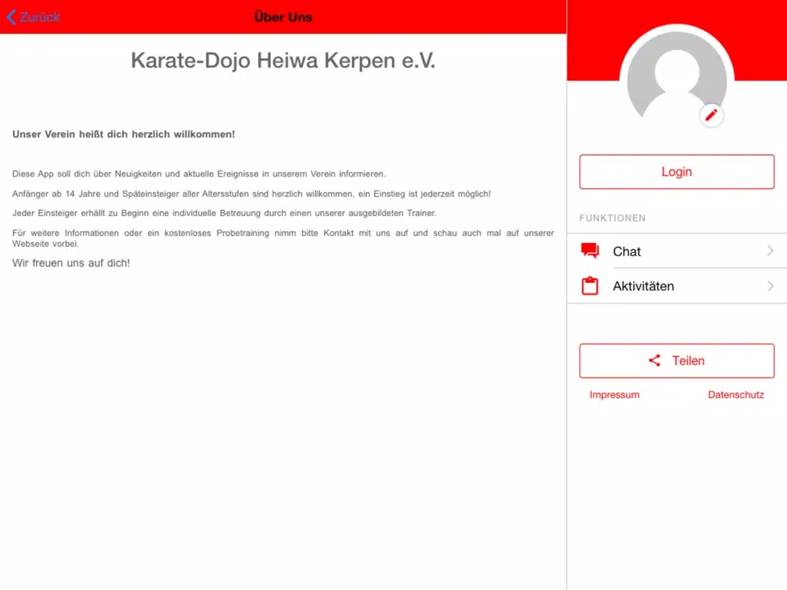 Ảnh chụp màn hình của Karate-Dojo Heiwa Kerpen e.V. iPad