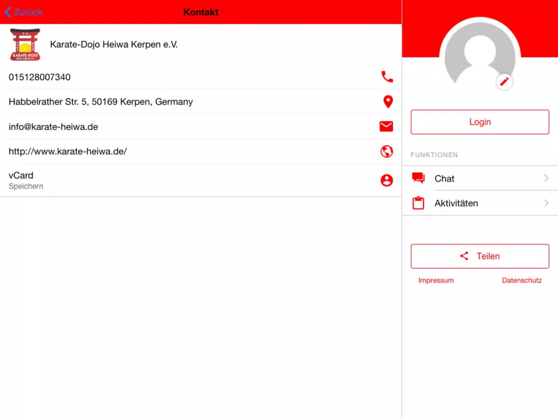 Ảnh chụp màn hình của Karate-Dojo Heiwa Kerpen e.V. iPad