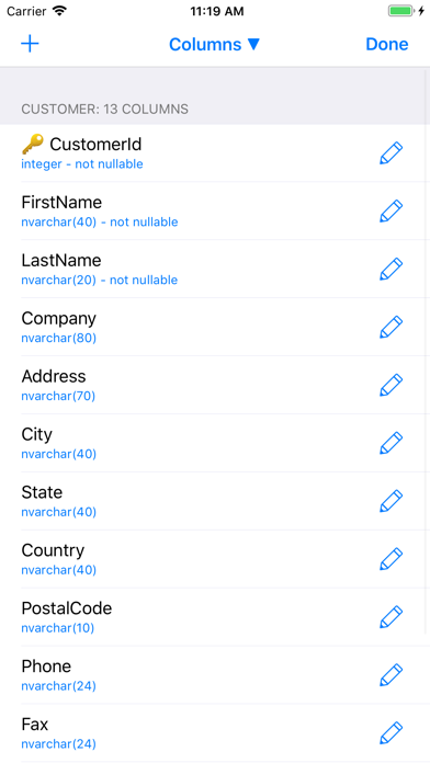 تصاویر SQLite Mobile Client