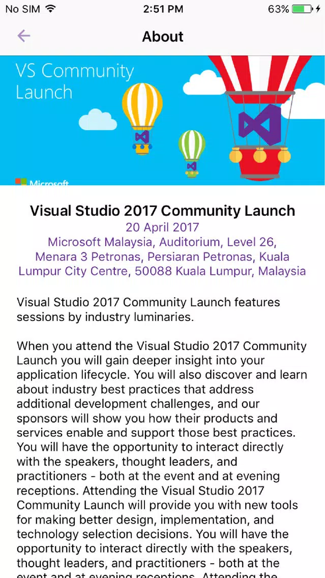 VS2017 Community Launch Screenshots