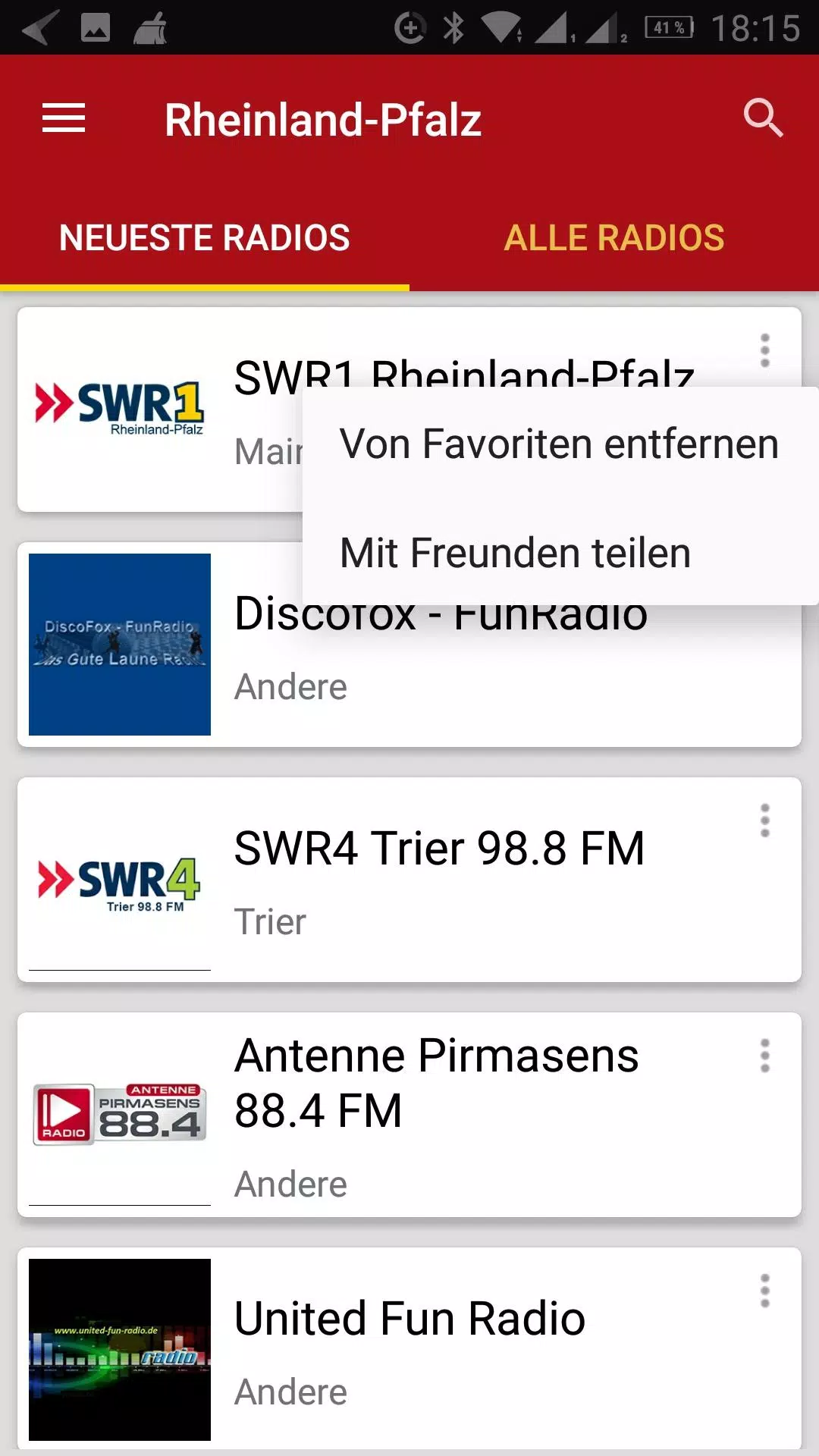 Radiosender aus RheinlandPfalz应用截图