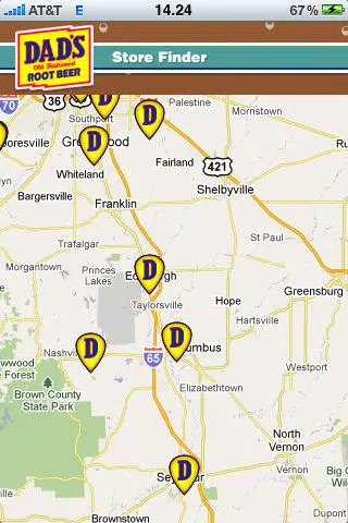 Dad's Root Beer Store Locator Screenshots