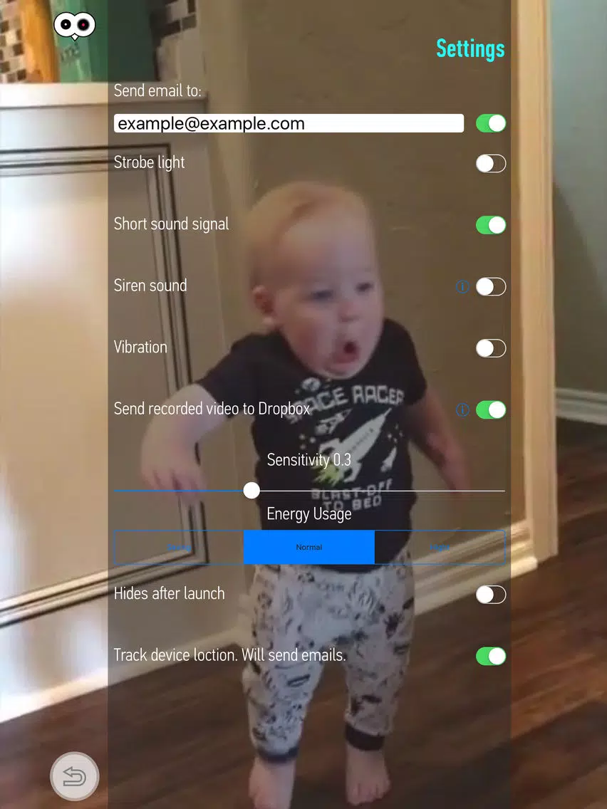 Motion sensor - motion detecting, hidden camera, video surveillance. iPad Screenshots