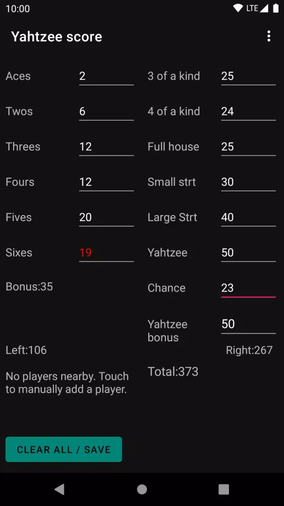 Yatzy score Screenshots