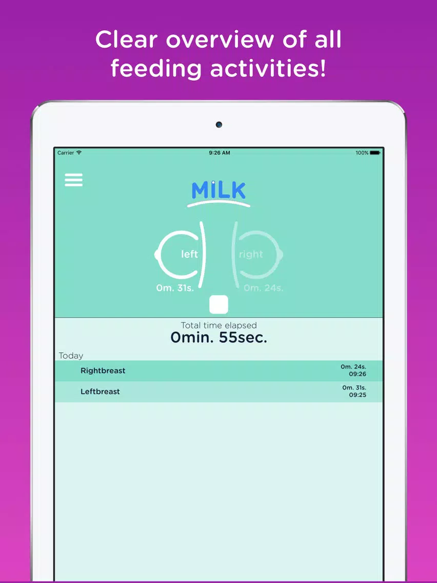 Screenshot di BabyMilk - a journal for breastfeeding iPad