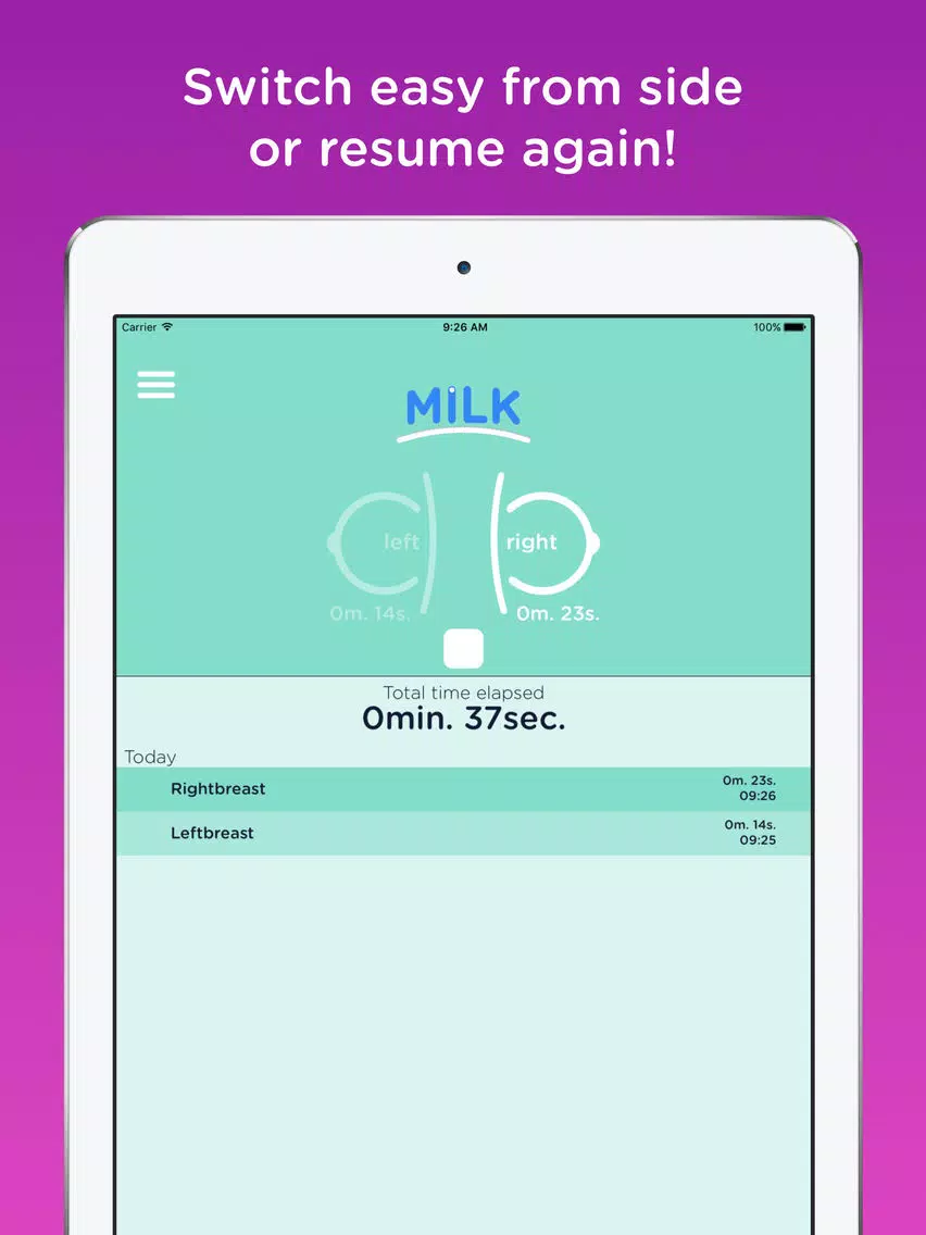 Screenshot di BabyMilk - a journal for breastfeeding iPad