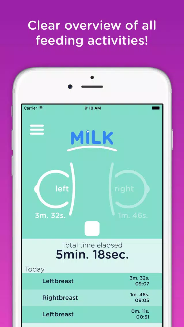 Screenshot di BabyMilk - a journal for breastfeeding