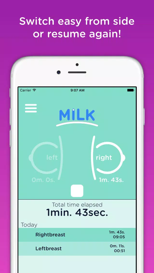 Screenshot di BabyMilk - a journal for breastfeeding