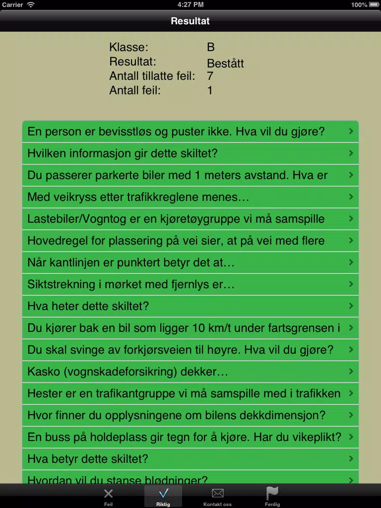 Ảnh chụp màn hình của Teoriprøven - Førerprøven for bil og moped iPad