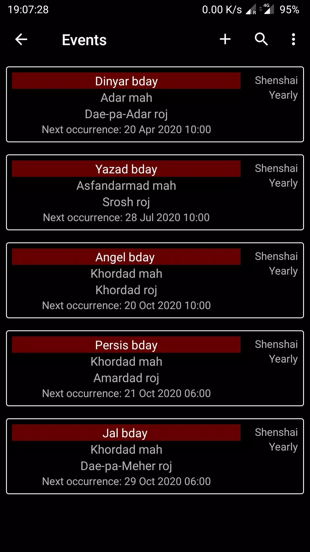 Parsi Calendar Screenshots