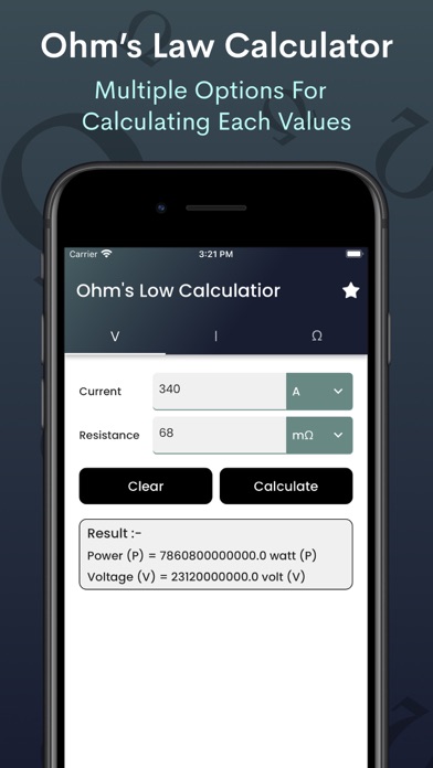 Ohms Law Calculator - voltage Screenshots