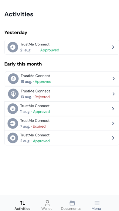 TrustMe: Your Digital Identity Screenshots