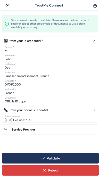 TrustMe: Your Digital Identity Screenshots
